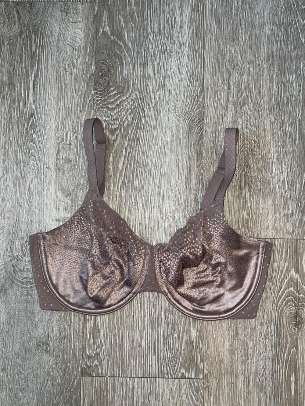 Wacoal back appeal Metallic Taupe Brown Underwire Bra lightly lined 855303 34ddd